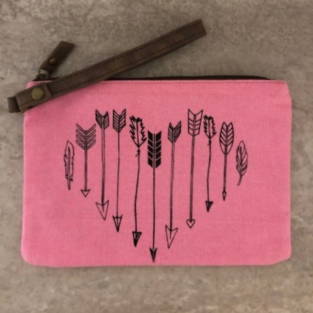 3/$12 Printed Canvas Wristlet EUC